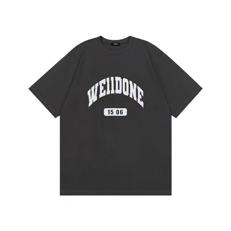 WE11DONE Old School Campus Logo Tee Grey
