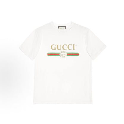 GUCCI Logo Letter Print Short Sleeve T-Shirt for Women, White