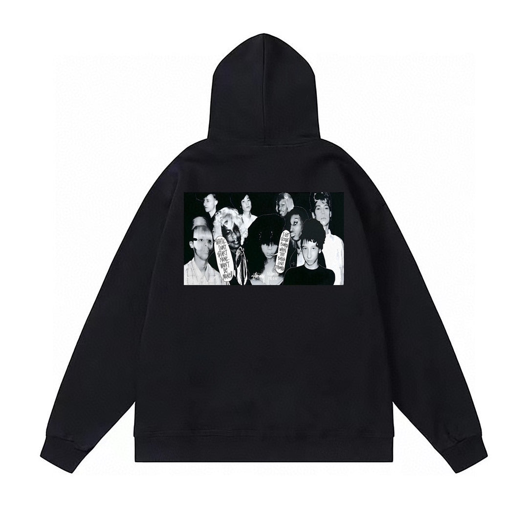 STUSSY CHARACTER PRINT HOODIE BLACK