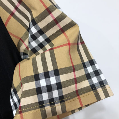 BURBERRY VINTAGE CHECK SLEEVE COTTON OVERSIZED T-SHIRT IN BLACK – BRS011