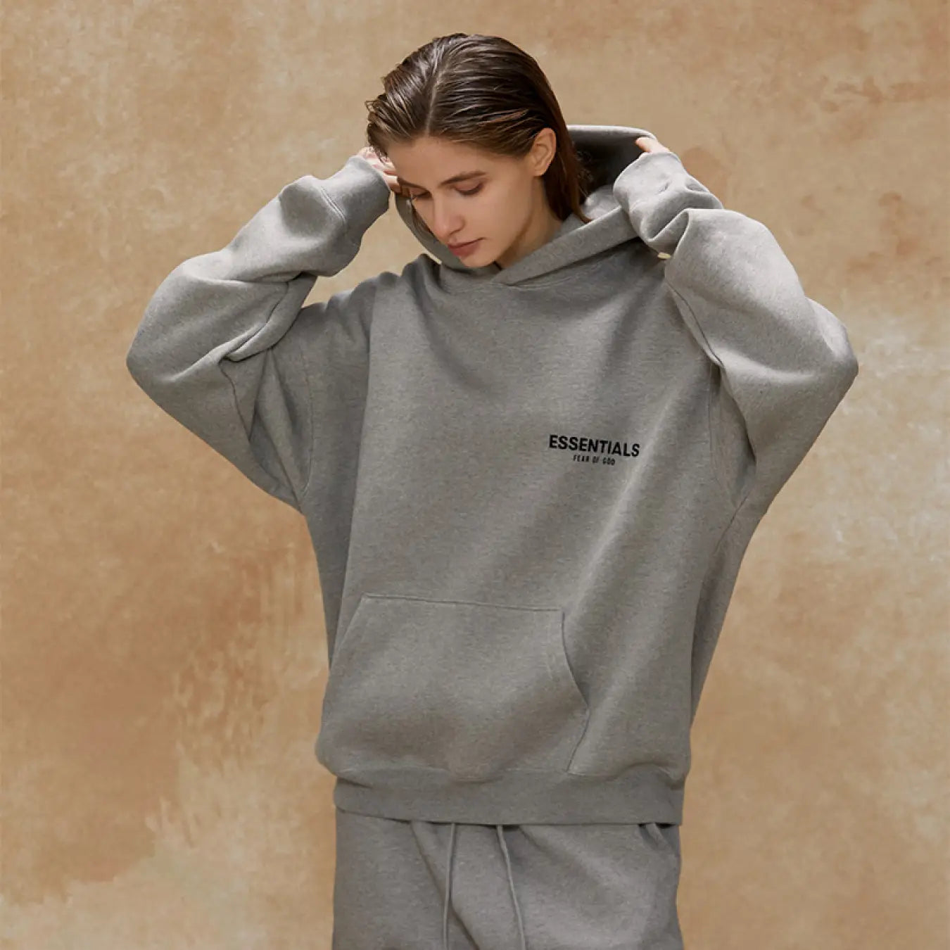 FOG FEAR OF GOD 22 double row flocking hoodie ESSENTIALS hooded sweatshirt