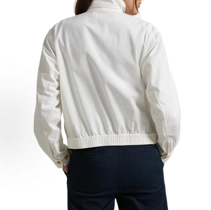 Ralph Lauren Solid-color Small Spikes Embroidered Collar Zip Long-Sleeved Jacket Coat for Women - White