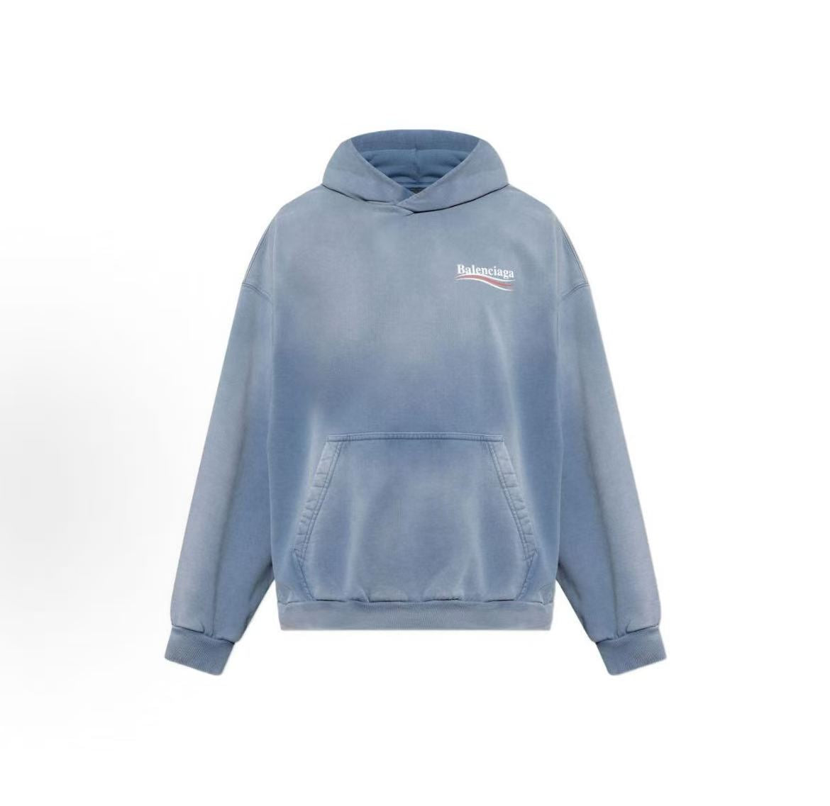 Balenciaga FW24 Long-sleeved Shirt with Pockets and Straight Bottom, Regular Fit, Men's Style, Blue Color