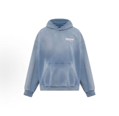 Balenciaga FW24 Long-sleeved Shirt with Pockets and Straight Bottom, Regular Fit, Men's Style, Blue Color