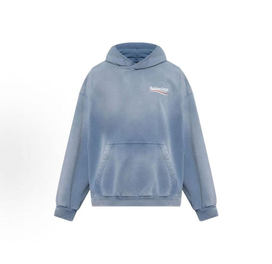 Balenciaga FW24 Long-sleeved Shirt with Pockets and Straight Bottom, Regular Fit, Men's Style, Blue Color