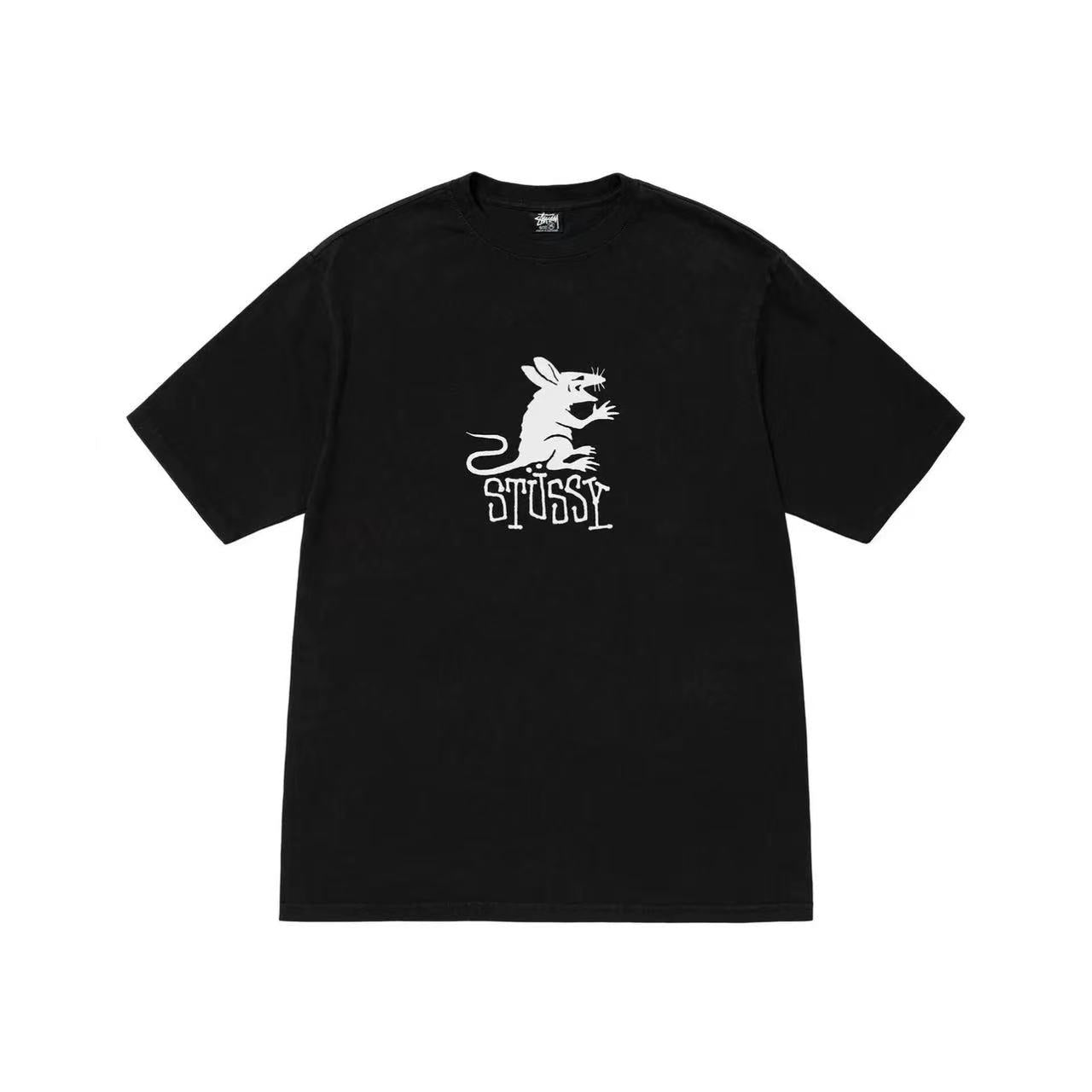 STUSSY MOUSE PRINT TEE BLACK