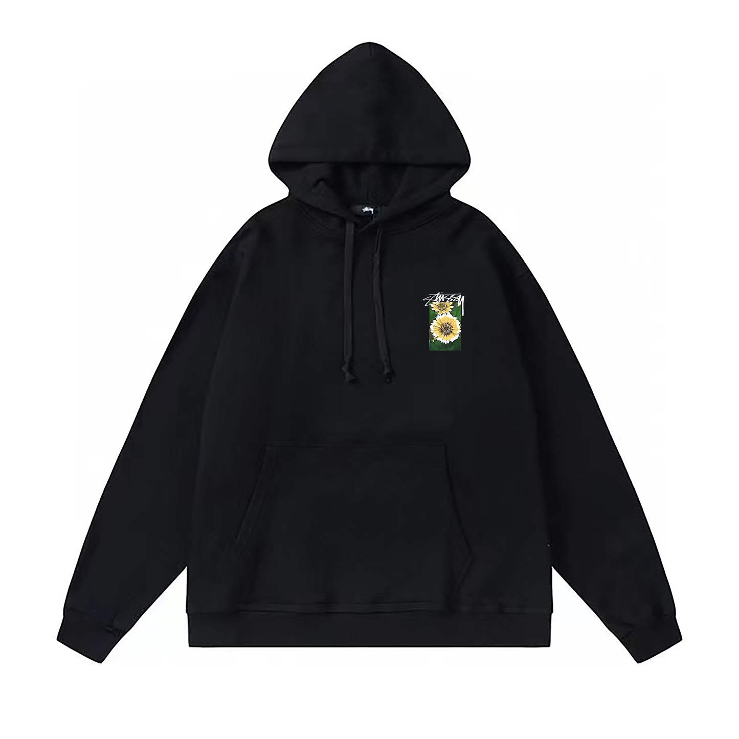 STUSSY PASTORAL FLOWERS PRINT HOODIE BLACK