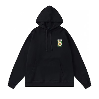 STUSSY PASTORAL FLOWERS PRINT HOODIE BLACK