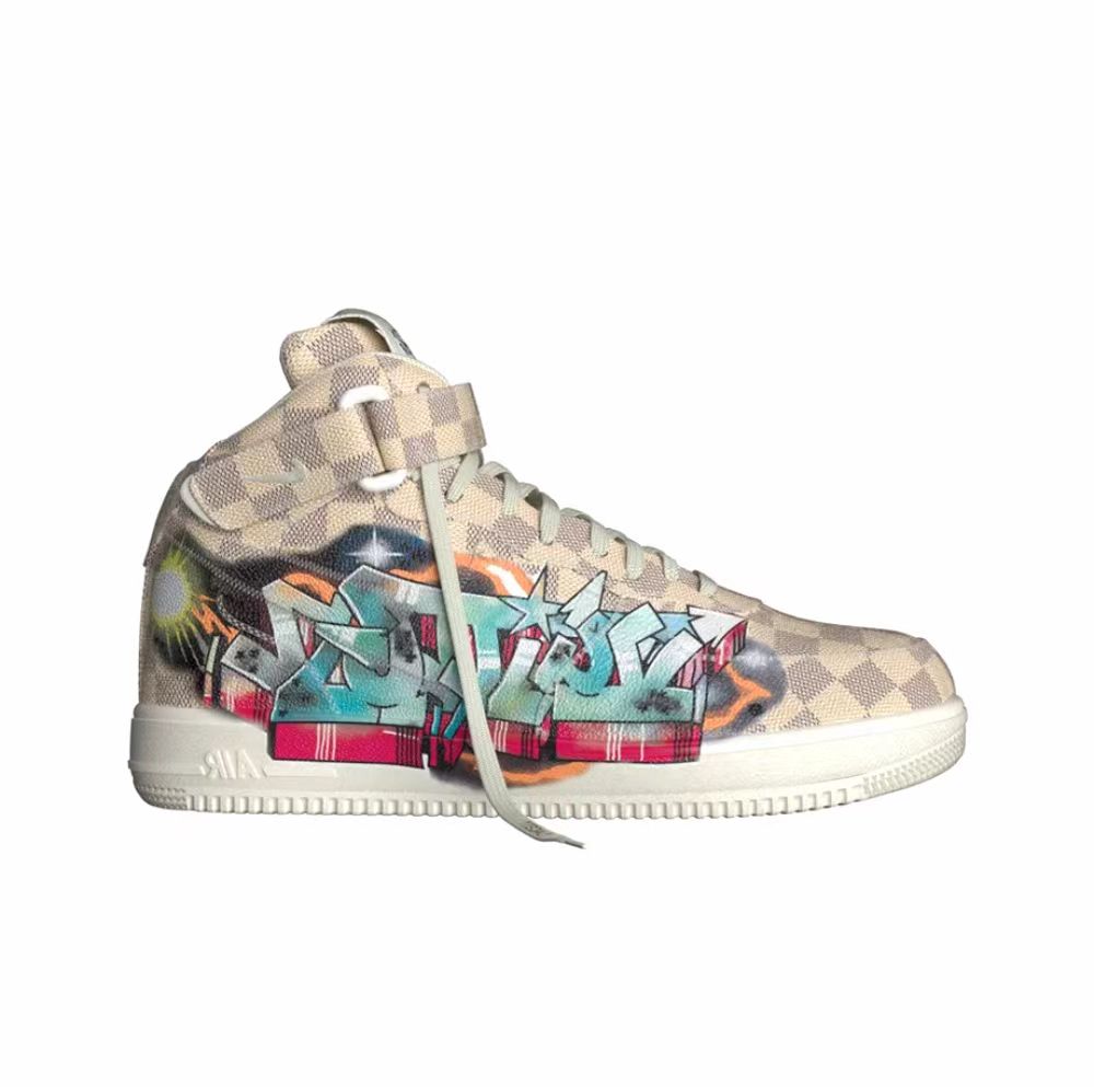 Louis Vuitton Nike Air Force 1 Mid By Virgil Abloh Graffiti unisex