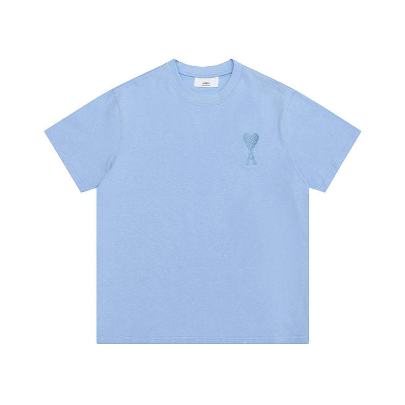 AMI Same Color Logo Tee Blue