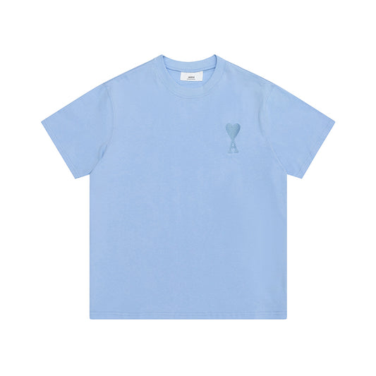 AMI Same Color Logo Tee Blue