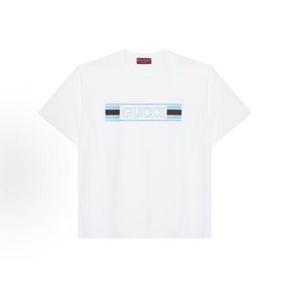 GUCCI Ancient Grecian SS25 Printed Knitted Cotton Short-Sleeved T-Shirt for Men - White