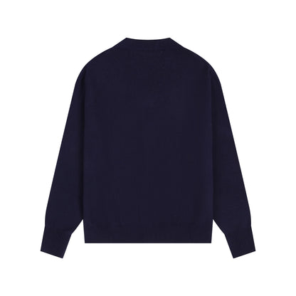 AMI Small Logo V-neck Button Sweater Black