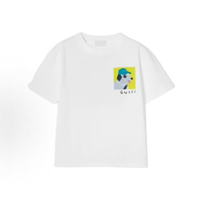 GUCCI T-shirt, Fall 2025 Early Autumn Children's Collection, Round Neck, Loose Shoulder, Children's Size