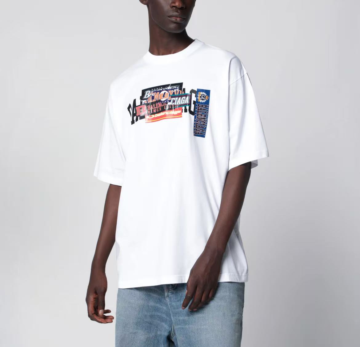 Balenciaga Streetwear Fall/Winter 2026 Short Sleeve Pullover Printed T-Shirt Regular Fit Men's Style