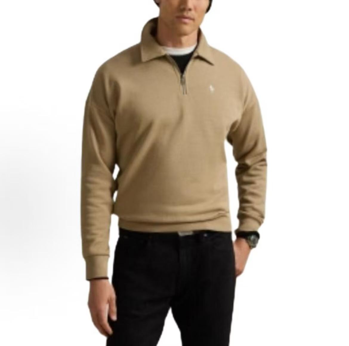 Ralph Lauren Solid Color Cotton Sport Sweatshirt for Men, Khaki