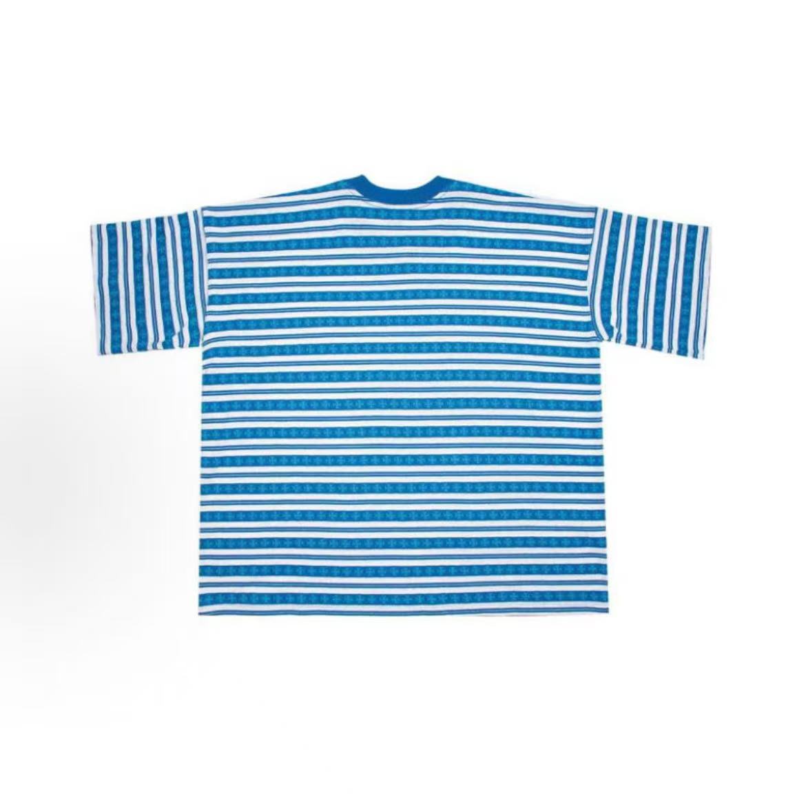 Chrome Hearts SS23 Striped Logo Printed Round Neck Pullover Short Sleeve T-Shirt for Men