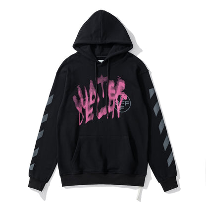 Off-White 858 logo print hooded sweater black/pink