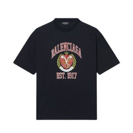 BALENCIAGA MEN’S COLLEGE T-SHIRT MEDIUM FIT IN BLACK – BAS010