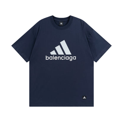 Balenciga jointly Adida logo tee deep blue
