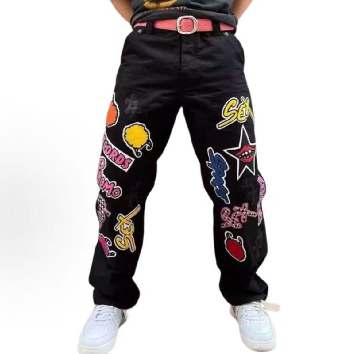 Chrome Hearts Matty Boy funny patch pattern multi-pocket casual pants for both men and women