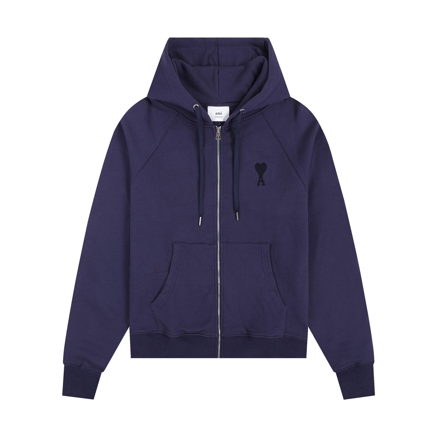 AMI Classic Zipper Logo Hooded Sweater Purple