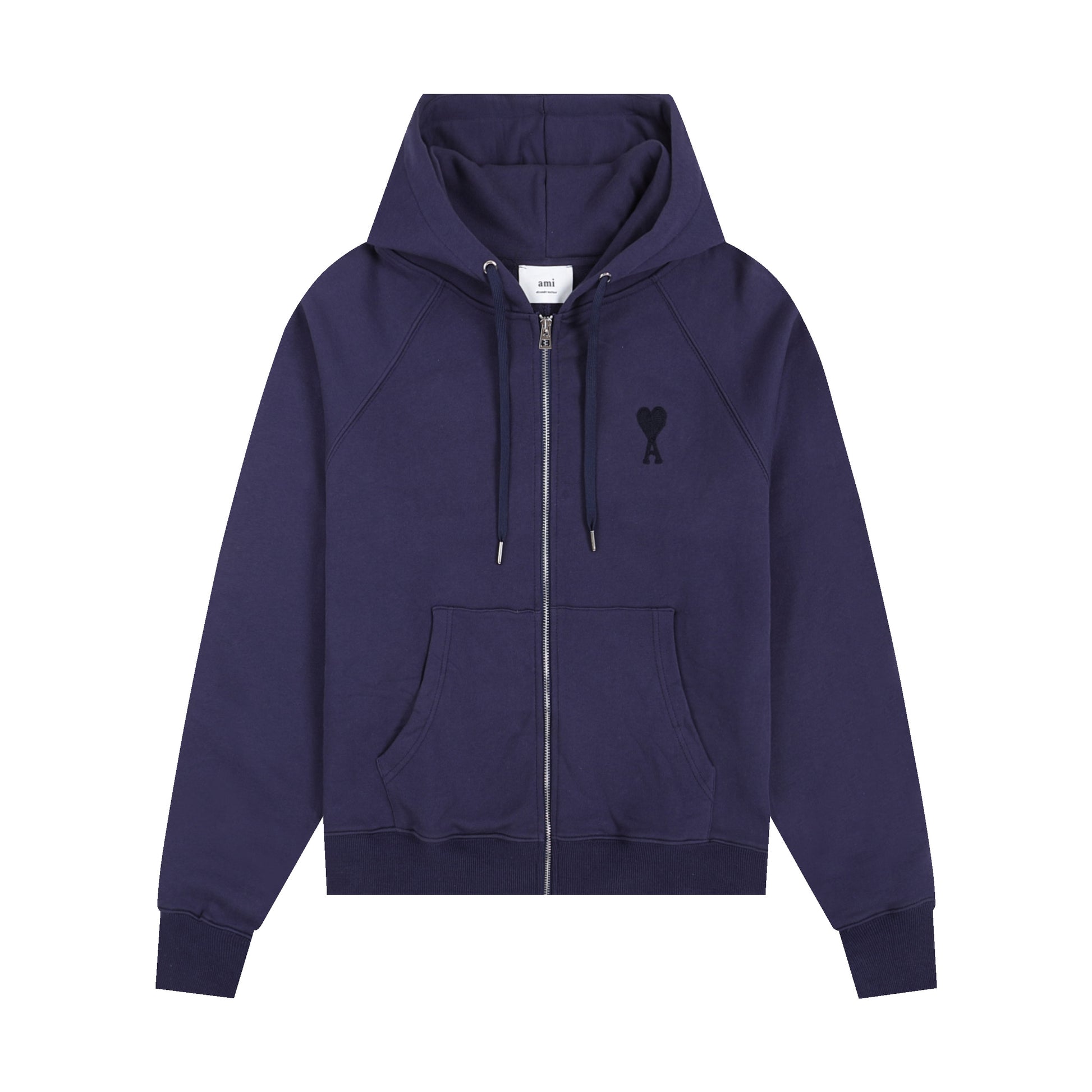 AMI Classic Zipper Logo Hooded Sweater Purple