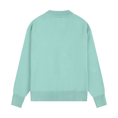 AMI Big Logo Button Sweater Light Blue