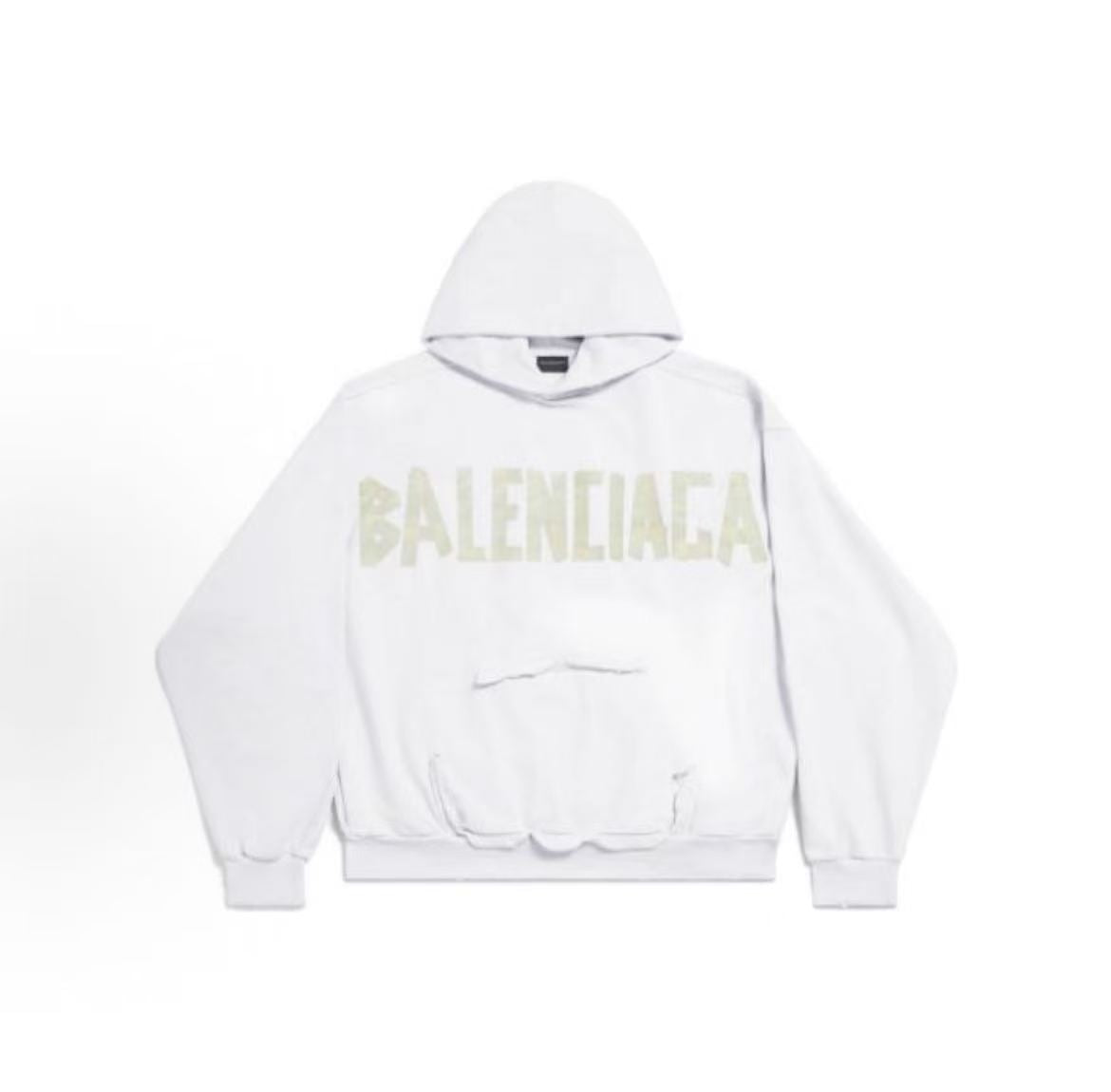 Balenciaga SS24 Hole-embroidered Letter Print Hooded Sweater in Loose Fit - The same style for both men and women