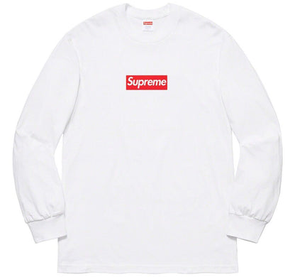 Supreme  Box Logo  Crewneck Long Sleeve Tee White