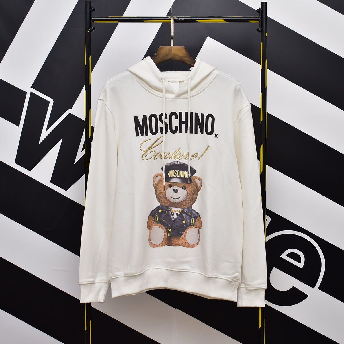 Off-White bear print hooded sweater white