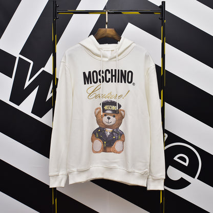 Off-White bear print hooded sweater white