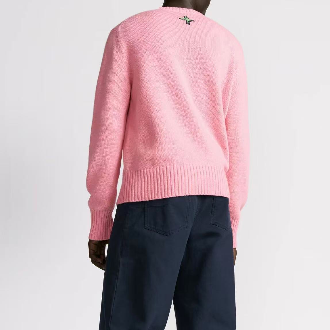 DIOR (Dior) - Fall/Winter 2024 - LEWIS HAMILTON - Wool blend with jacquard weave long-sleeved sweater for men - Pink