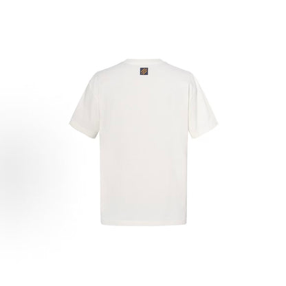 LOUIS VUITTON Logo embroidered crew-neck short-sleeved T-shirt for men in white, for Fall/Winter 2024.