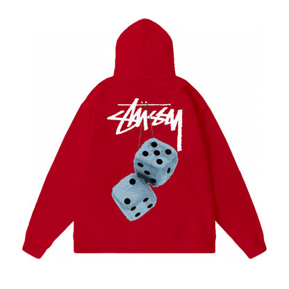 STUSSY DICE PRINT HOODIE RED