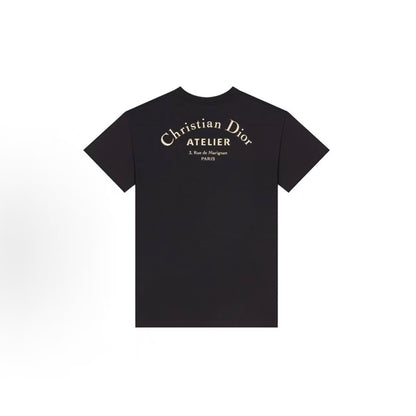 DIOR (Dior) SS20 "Christian Atelier" Logo Round-neck Short-sleeved T-shirt - Men's and Women's style are the same. Black color.