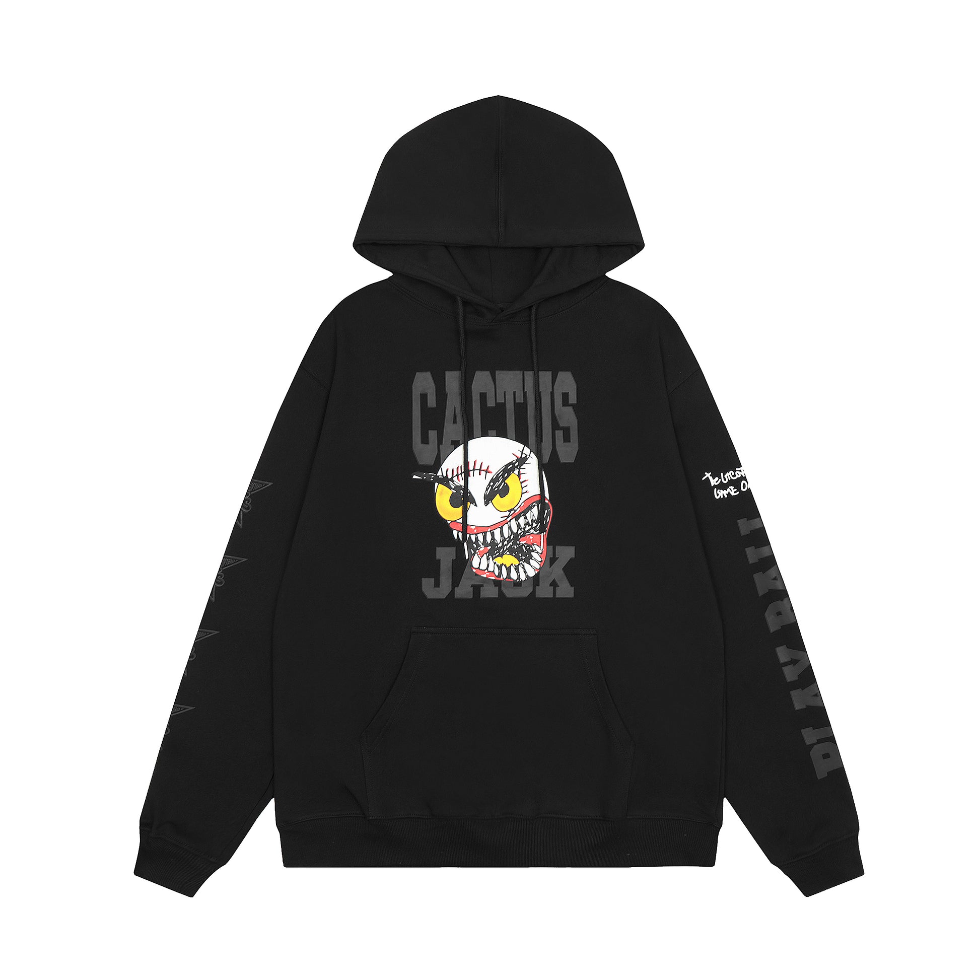Travis Scott Cartoon Skeleton Print Hoodie Black