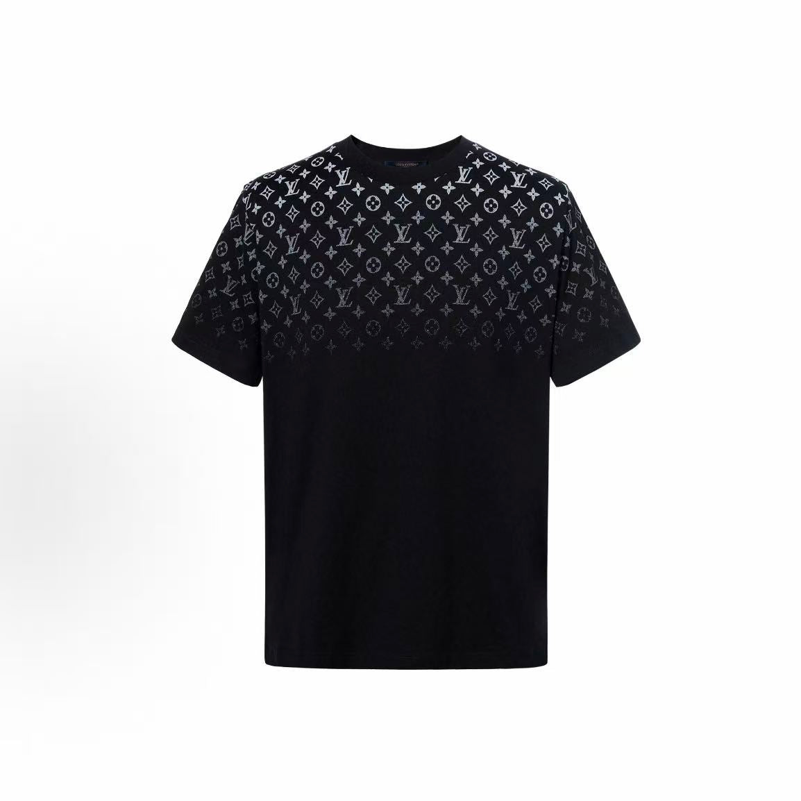 LOUIS VUITTON FW23 Gradient Logo Print Pullover Round-neck Short-sleeved T-shirt for Men - Black