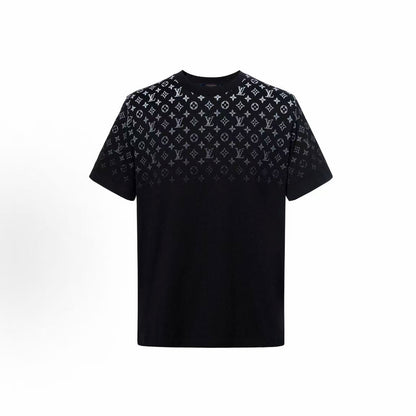 LOUIS VUITTON FW23 Gradient Logo Print Pullover Round-neck Short-sleeved T-shirt for Men - Black