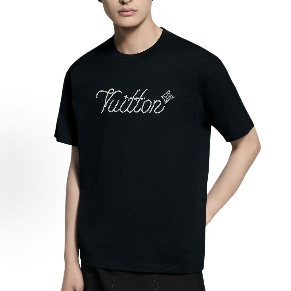 LOUIS VUITTON × Nigo Collaboration Collection - FW25 Letter Logo Round-neck Short-sleeved T-shirt for Men