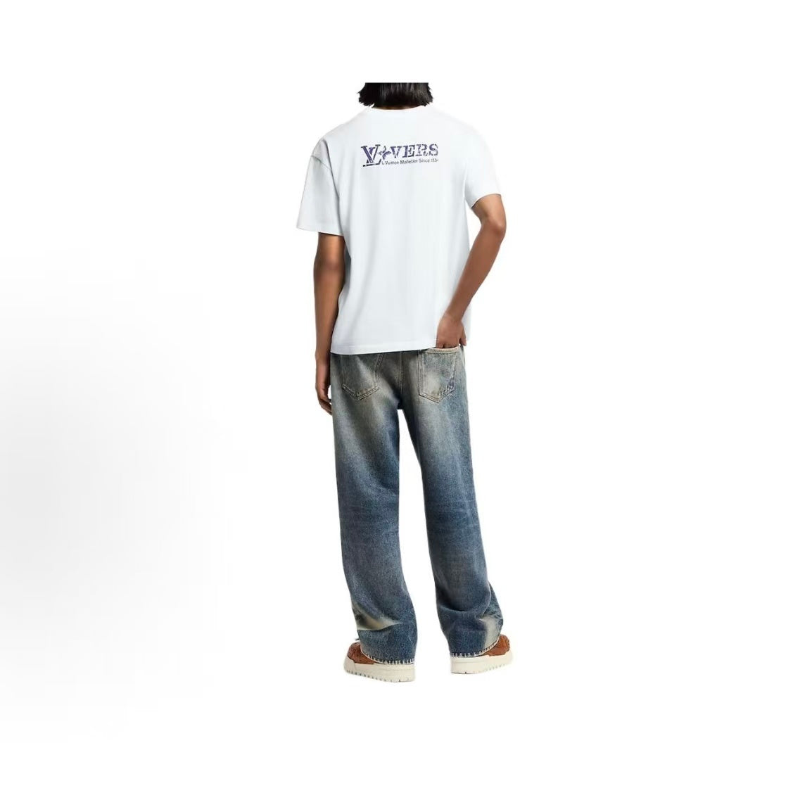 LOUIS VUITTON SS25 Men's Spring Summer Collection Solid Color Round-neck Printed Pattern Short-Sleeve T-Shirt Men's Style