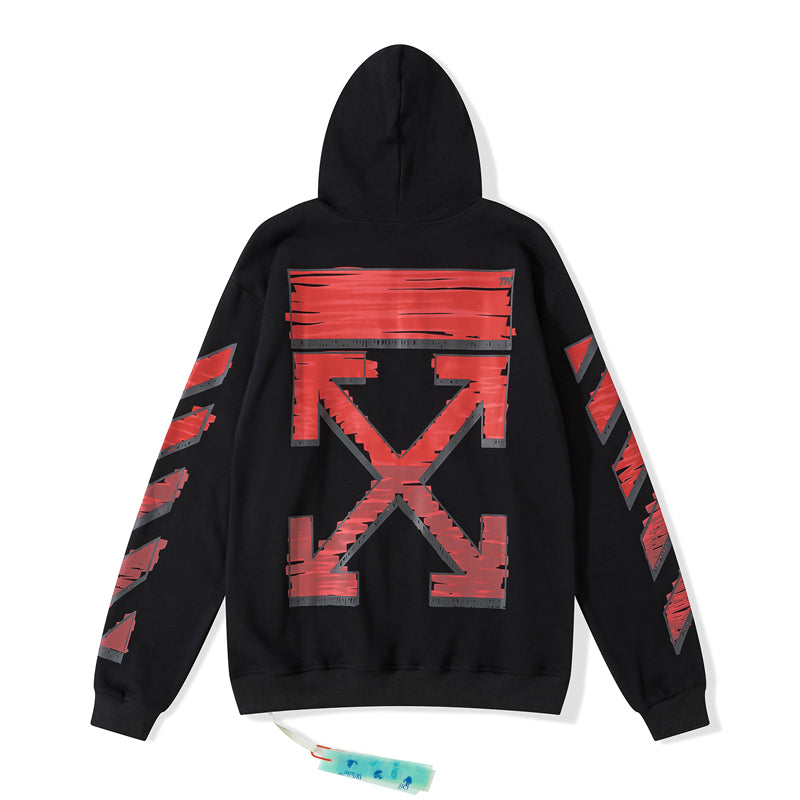 Off-White 753 doodle arrow hooded sweater black/red