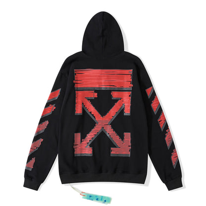 Off-White 753 doodle arrow hooded sweater black/red