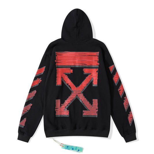 Off-White 753 doodle arrow hooded sweater black/red