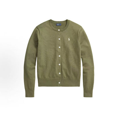 Ralph Lauren Long-sleeved Round-neck Button-down Knit Shirt - Slim Fit Women's Style