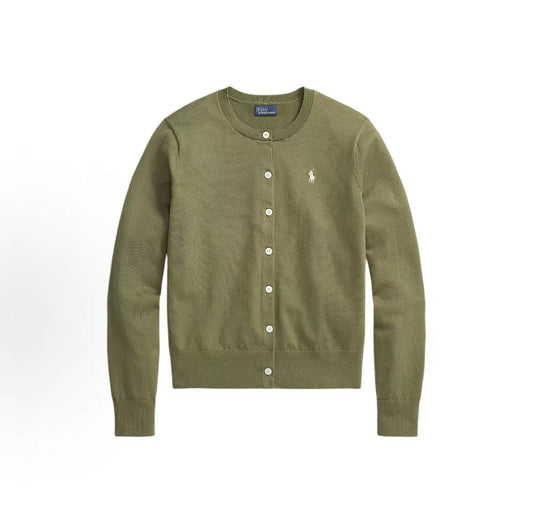 Ralph Lauren Long-sleeved Round-neck Button-down Knit Shirt - Slim Fit Women's Style