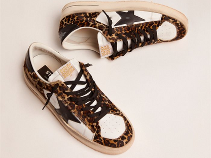حذاء سنيكرز Stardan من GOLDEN GOOSE بالجلد الأسود بالكامل بلمسة نهائية عتيقة