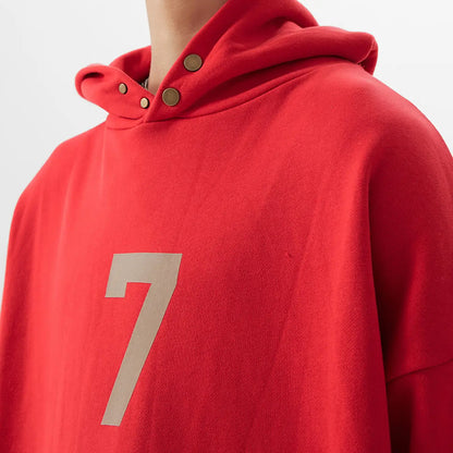 FOG FEAR OF GOD Season 7 main line 7-character flocking hoodie casual loose sweatshirt red