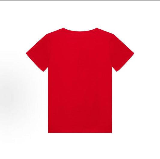 GUCCI T-shirt, Spring/Summer 2025 collection. Logo letter embroidery print in red. Children's size.