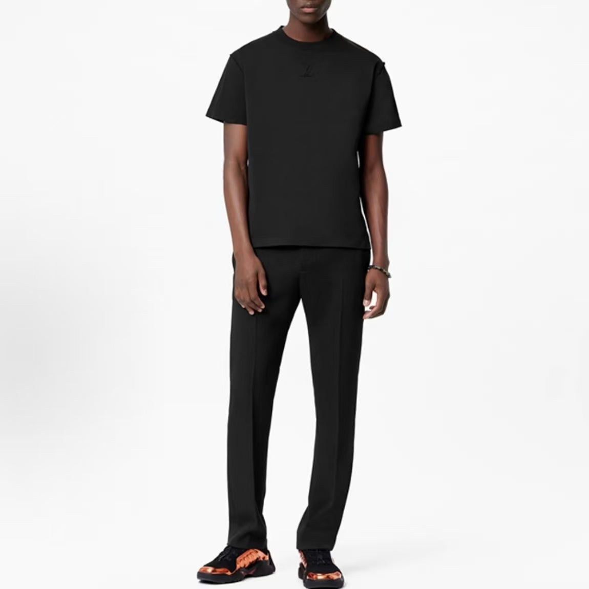 LOUIS VUITTON Logo pure-color short-sleeved T-shirt for men - black